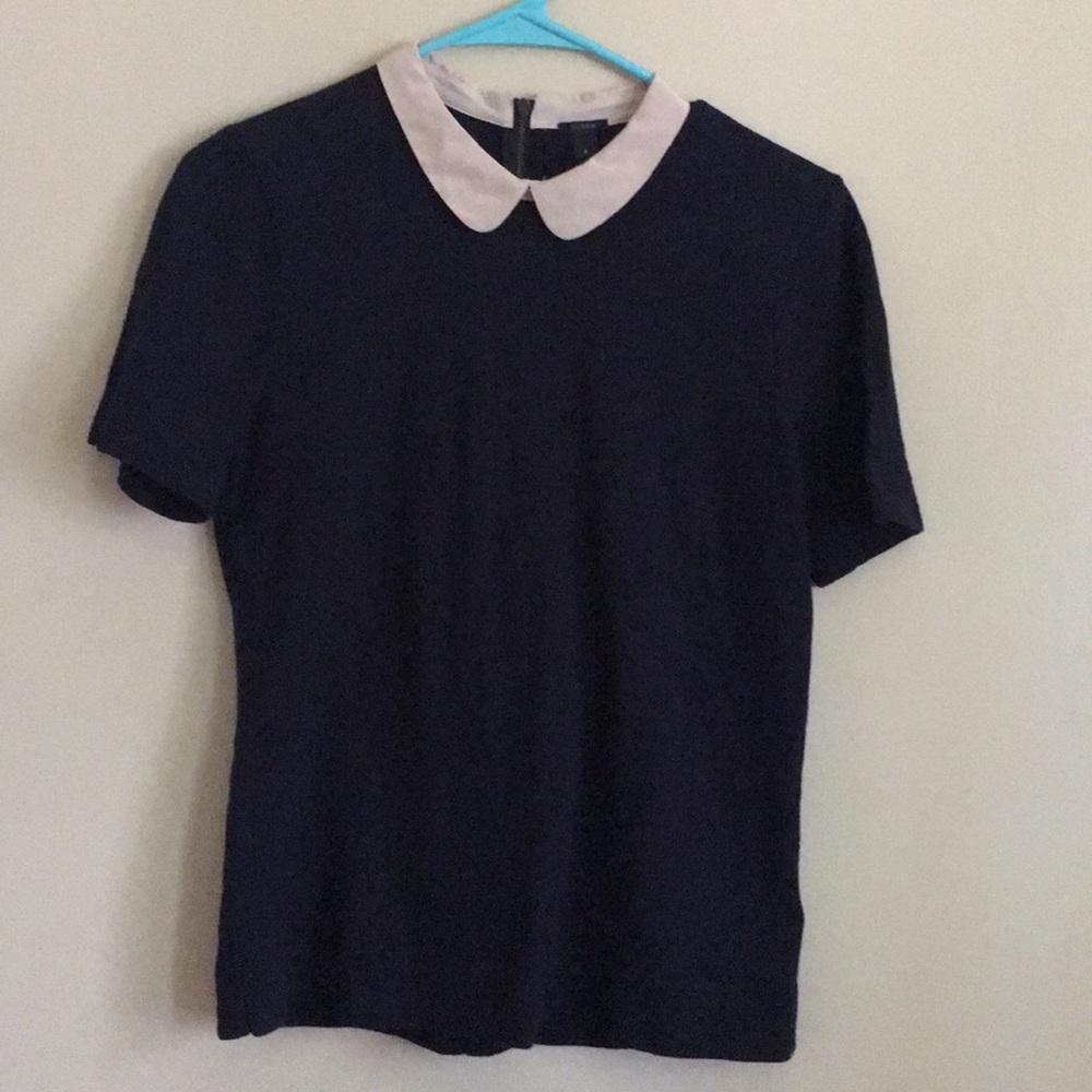 J. Crew cotton top with silk collar